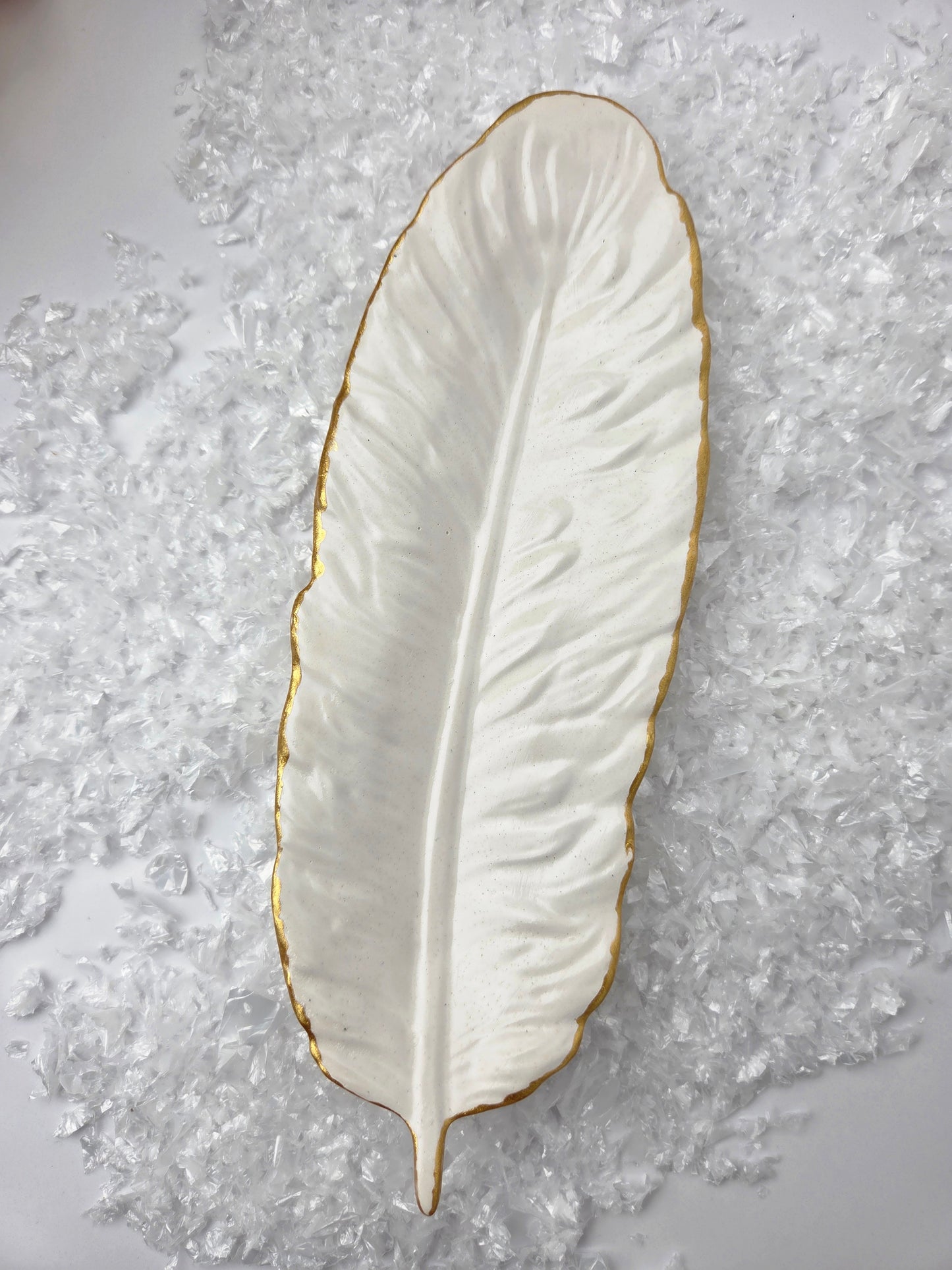 Leaf Decorative Tray with Gold Edge