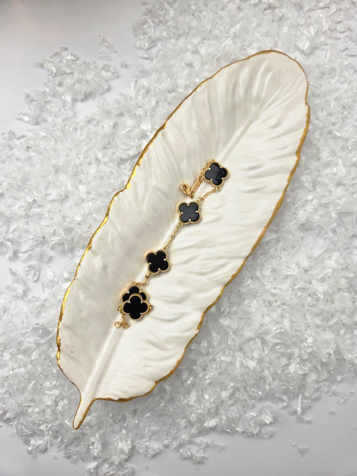 Leaf Decorative Tray with Gold Edge