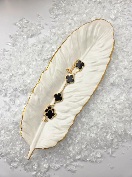 Leaf Decorative Tray with Gold Edge